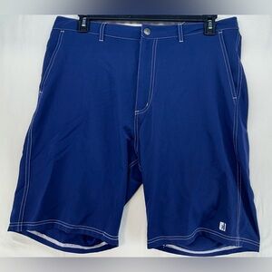 Johnnie-O Mens Blue Regular Fit Mid Wash Flat Front Board Shorts Swim 36